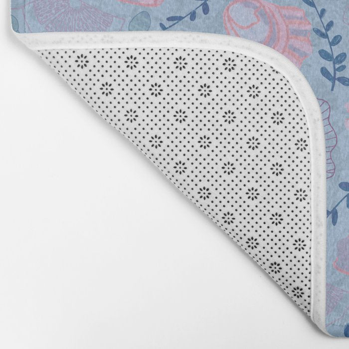 Coastal Oysters on the Beach in Sea Blue & Lavender Bath Mat Gallery Image 2