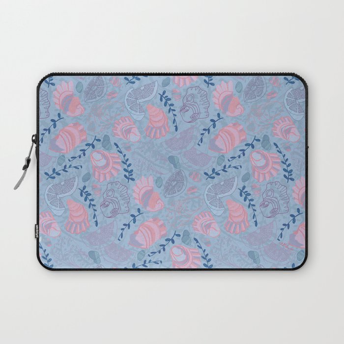 Coastal Oysters on the Beach in Sea Blue & Lavender Laptop Sleeve Gallery Image 1