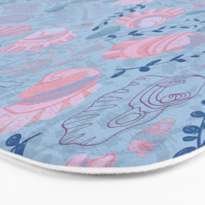 Coastal Oysters on the Beach in Sea Blue & Lavender Bath Mat Gallery Image 3