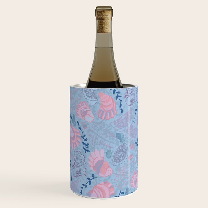 Coastal Oysters on the Beach in Sea Blue & Lavender Wine Chiller Gallery Image 1