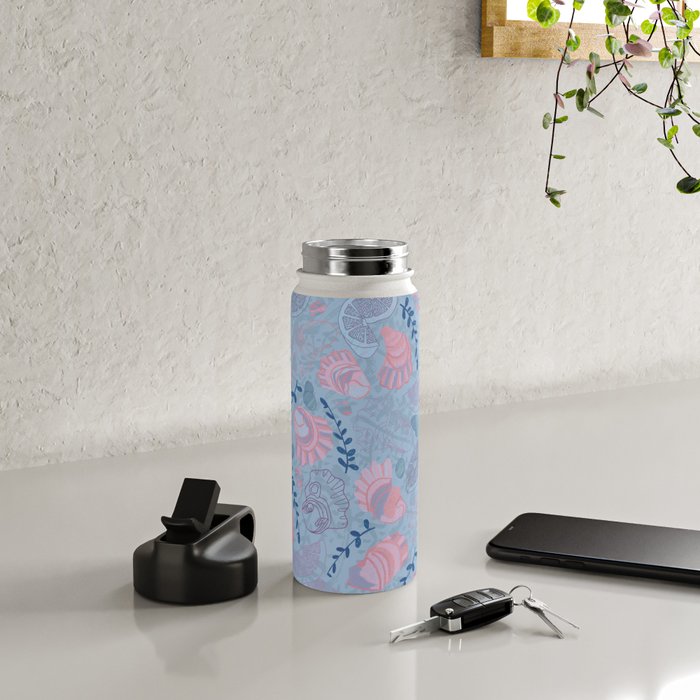 Coastal Oysters on the Beach in Sea Blue & Lavender Water Bottle Gallery Image 4