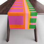 Colorful and Bold Block Stripe Pattern in Pink Orange Blue Green Table Runner Gallery Image 1