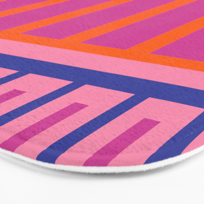 Colorful and Bold Block Stripe Pattern in Pink Orange Blue Green Bath Mat Gallery Image 3