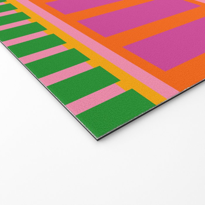 Colorful and Bold Block Stripe Pattern in Pink Orange Blue Green Welcome Mat Gallery Image 2