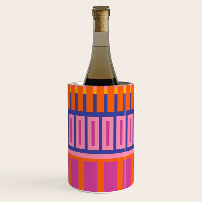 Colorful and Bold Block Stripe Pattern in Pink Orange Blue Green Wine Chiller Gallery Image 1