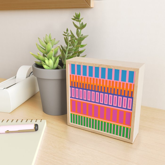 Colorful and Bold Block Stripe Pattern in Pink Orange Blue Green Mini Art Print Gallery Image 2