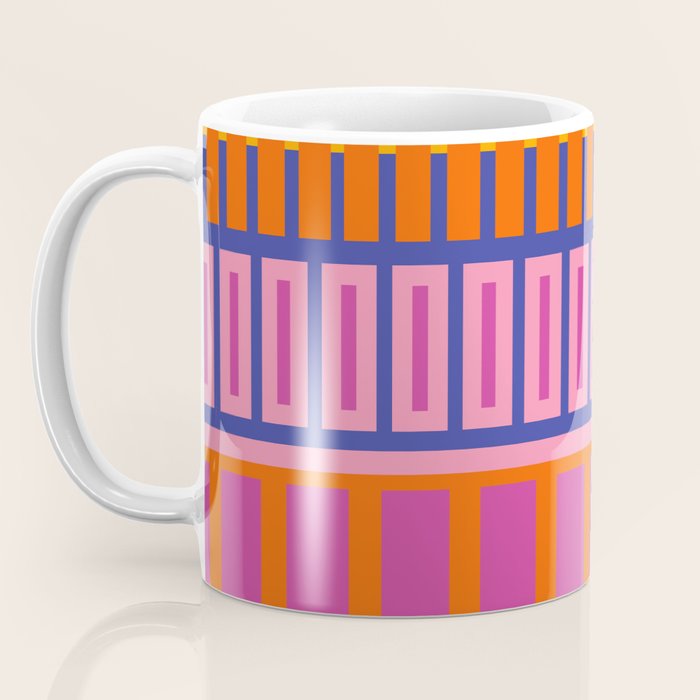 Colorful and Bold Block Stripe Pattern in Pink Orange Blue Green Coffee Mug Gallery Image 3