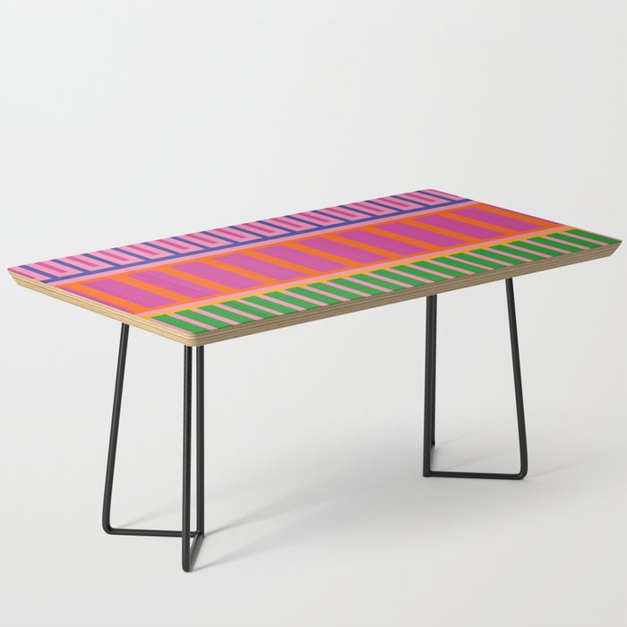 Colorful and Bold Block Stripe Pattern in Pink Orange Blue Green Coffee Table Gallery Image 1