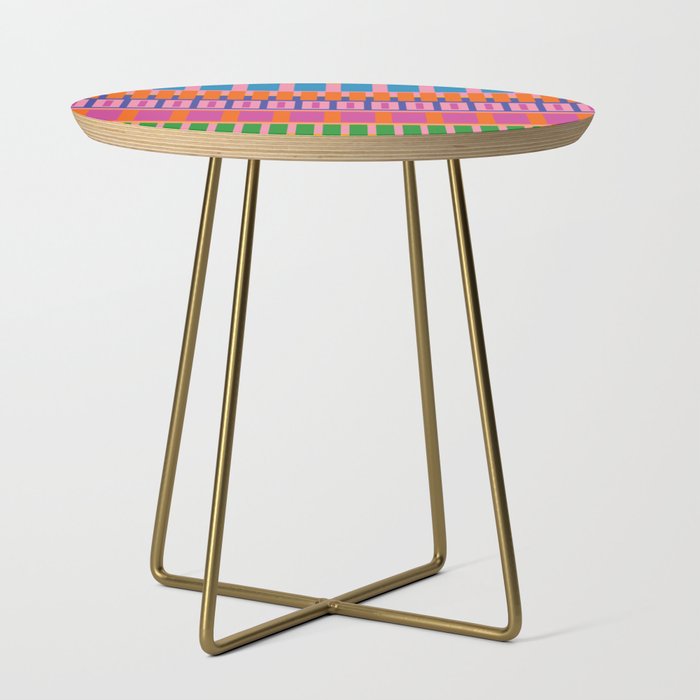 Colorful and Bold Block Stripe Pattern in Pink Orange Blue Green Side Table Gallery Image 1