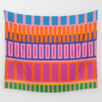 Colorful and Bold Block Stripe Pattern in Pink Orange Blue Green Wall Tapestry Gallery Image 4
