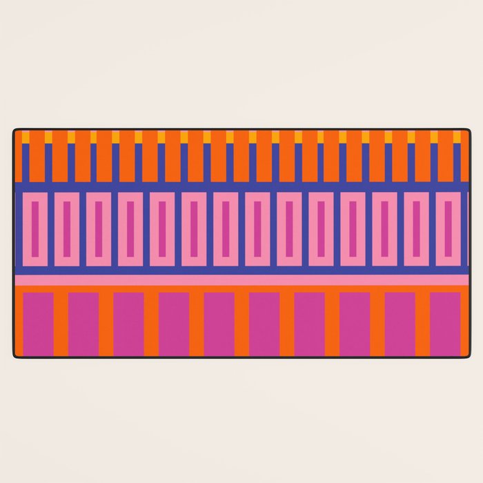 Colorful and Bold Block Stripe Pattern in Pink Orange Blue Green Desk Mat Gallery Image 3