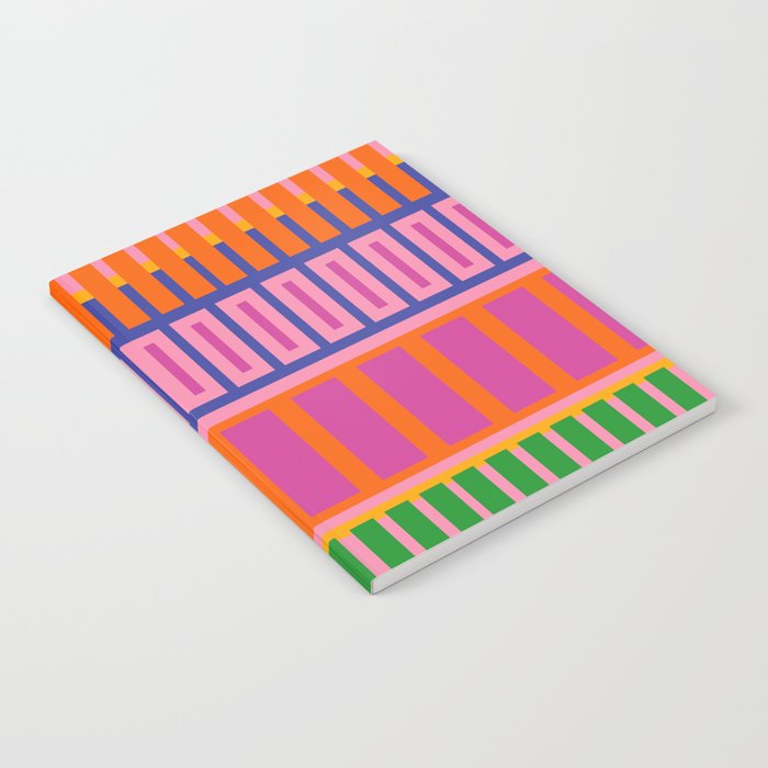 Colorful and Bold Block Stripe Pattern in Pink Orange Blue Green Notebook Gallery Image 1