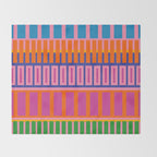 Colorful and Bold Block Stripe Pattern in Pink Orange Blue Green Throw Blanket Gallery Image 2