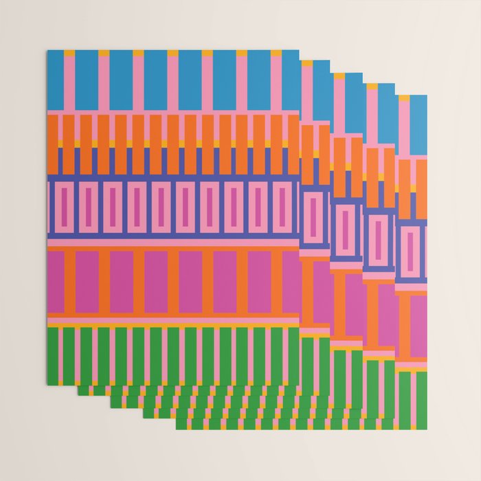 Colorful and Bold Block Stripe Pattern in Pink Orange Blue Green Wrapping Paper Gallery Image 3