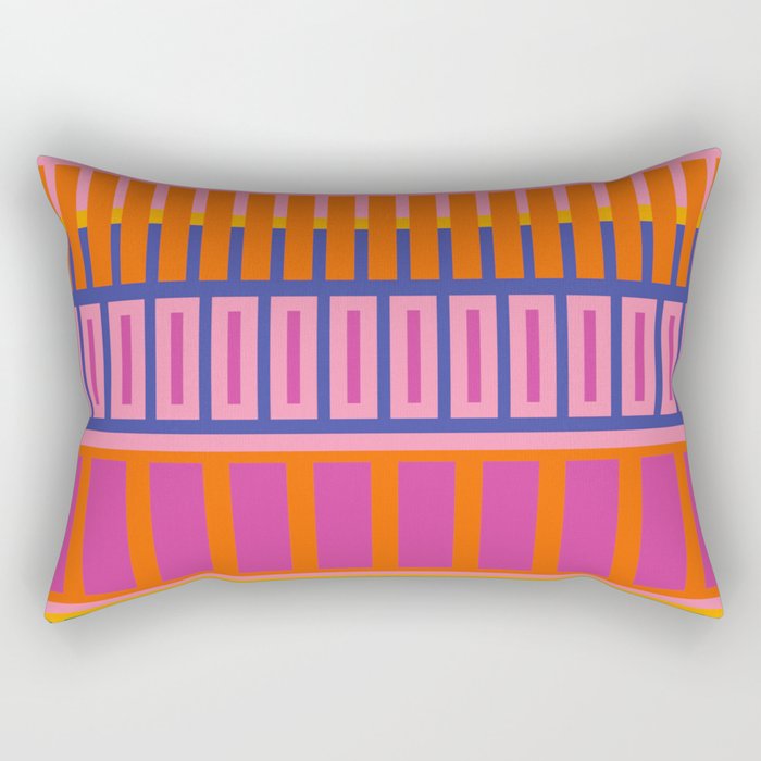 Colorful and Bold Block Stripe Pattern in Pink Orange Blue Green Rectangular Pillow Gallery Image 1