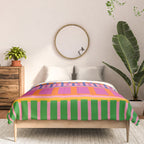 Colorful and Bold Block Stripe Pattern in Pink Orange Blue Green Comforter Gallery Image 3