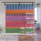 Colorful and Bold Block Stripe Pattern in Pink Orange Blue Green Wall Mural Gallery Image 1