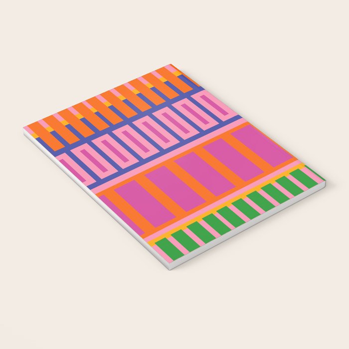 Colorful and Bold Block Stripe Pattern in Pink Orange Blue Green Notebook Gallery Image 3