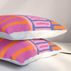 Colorful and Bold Block Stripe Pattern in Pink Orange Blue Green Pillow Sham Gallery Image 3