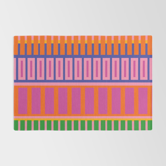 Colorful and Bold Block Stripe Pattern in Pink Orange Blue Green Rug Gallery Image 2
