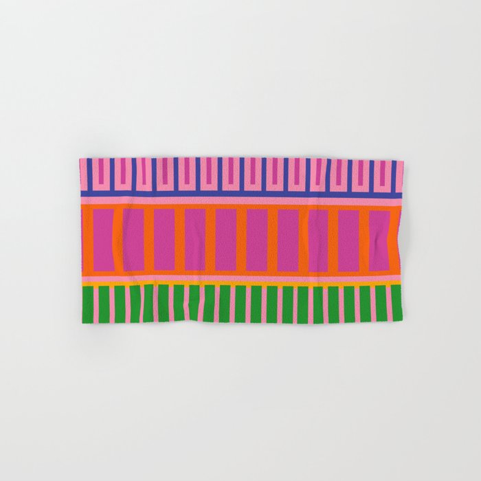 Colorful and Bold Block Stripe Pattern in Pink Orange Blue Green Bath Towel Gallery Image 1