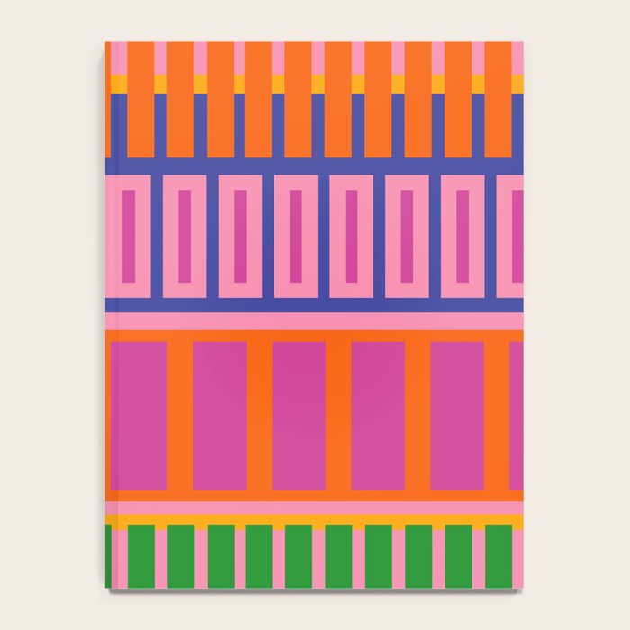 Colorful and Bold Block Stripe Pattern in Pink Orange Blue Green Notebook Gallery Image 4