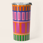 Colorful and Bold Block Stripe Pattern in Pink Orange Blue Green Travel Mug Gallery Image 2