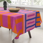 Colorful and Bold Block Stripe Pattern in Pink Orange Blue Green Tablecloth Gallery Image 3