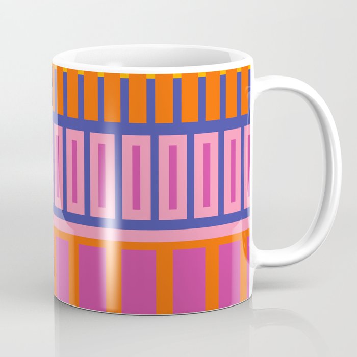 Colorful and Bold Block Stripe Pattern in Pink Orange Blue Green Coffee Mug Gallery Image 1