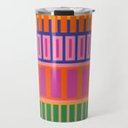 Colorful and Bold Block Stripe Pattern in Pink Orange Blue Green Travel Mug Gallery Image 1