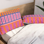 Colorful and Bold Block Stripe Pattern in Pink Orange Blue Green Pillow Sham Gallery Image 2