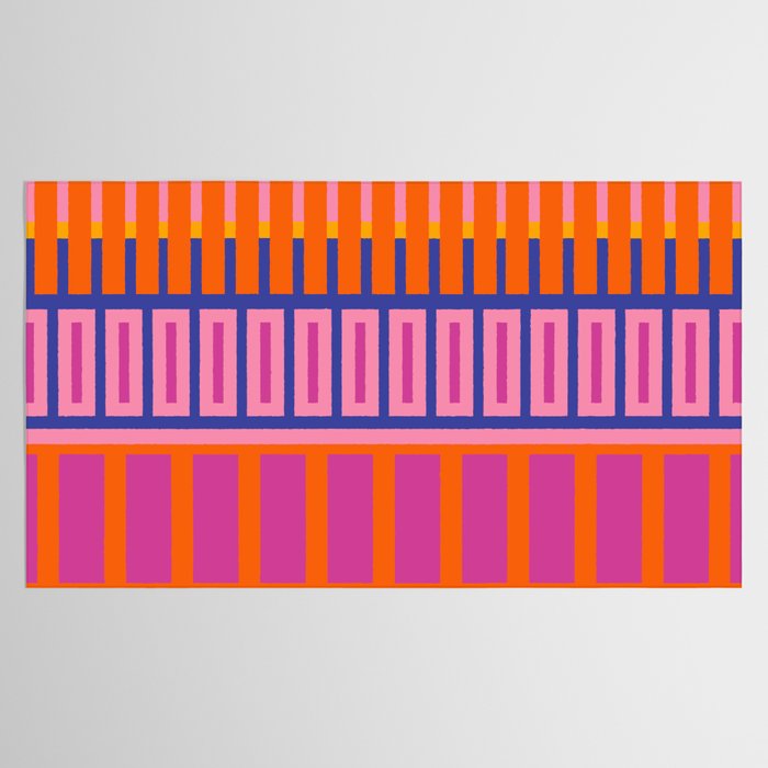 Colorful and Bold Block Stripe Pattern in Pink Orange Blue Green Tablecloth Gallery Image 2
