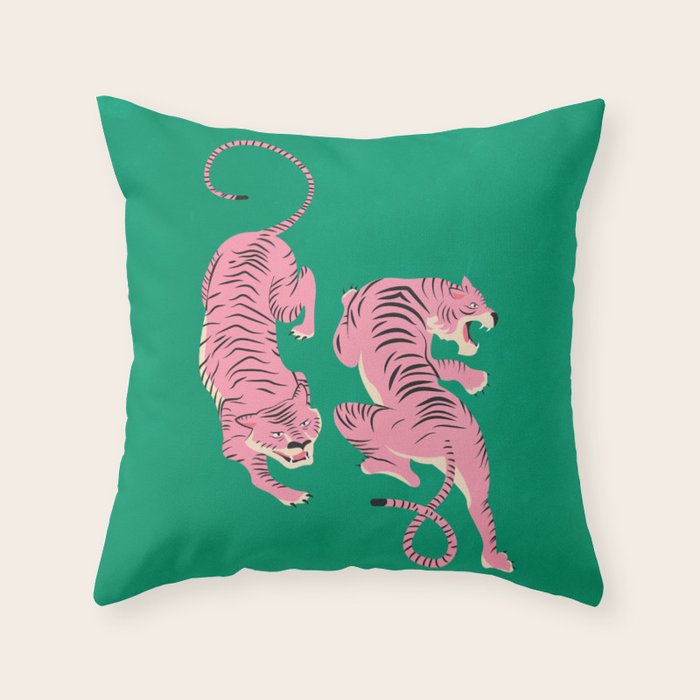 The Chase: Pink Tiger Edition Throw Pillow Gallery Image 6