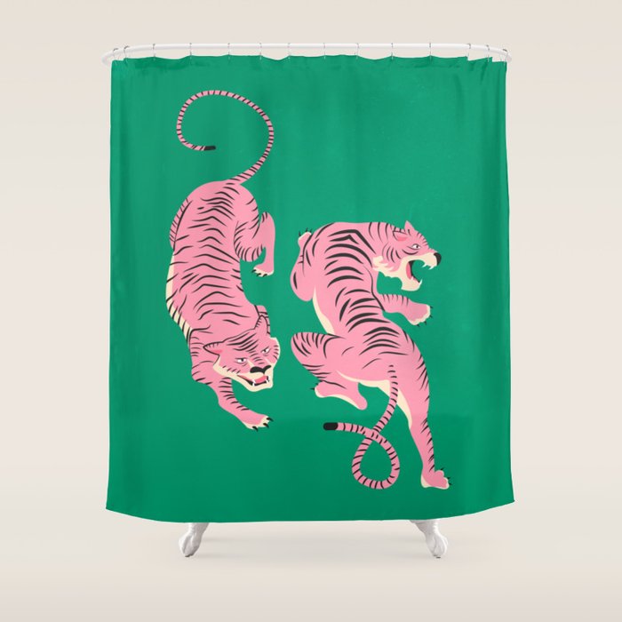 The Chase: Pink Tiger Edition Shower Curtain Gallery Image 1
