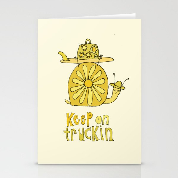 keep on truckin surfy snail // retro surf art by surfy birdy Stationery Card Gallery Image 2