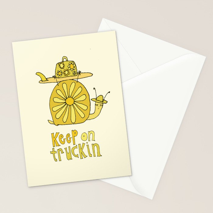 keep on truckin surfy snail // retro surf art by surfy birdy Stationery Card Gallery Image 2