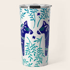 Swedish Dala Horses - Navy & Blue Palette Travel Mug Gallery Image 1