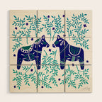 Swedish Dala Horses - Navy & Blue Palette Wood Wall Art Gallery Image 1