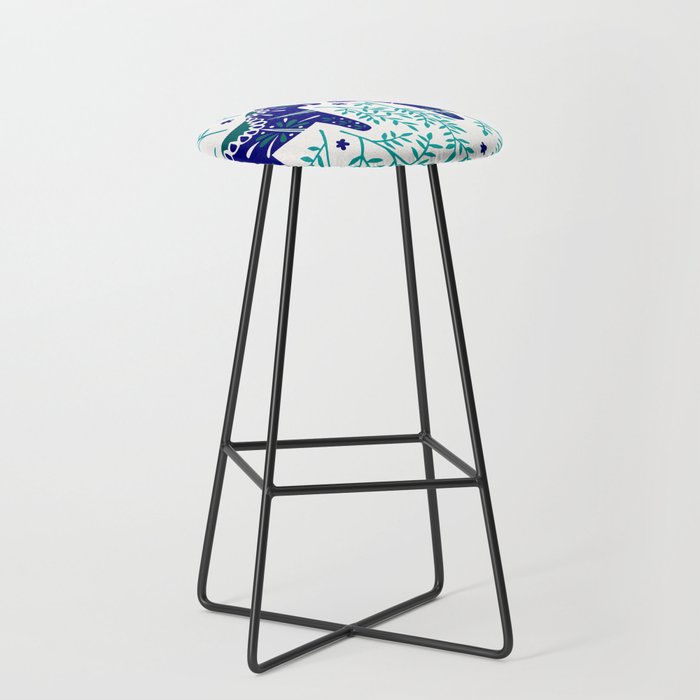 Swedish Dala Horses - Navy & Blue Palette Stool Gallery Image 1