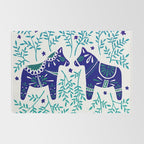 Swedish Dala Horses - Navy & Blue Palette Rug Gallery Image 2