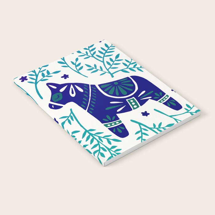 Swedish Dala Horses - Navy & Blue Palette Notebook Gallery Image 1
