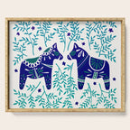 Swedish Dala Horses - Navy & Blue Palette Serving Tray Gallery Image 1