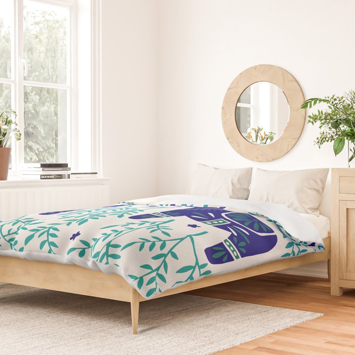 Swedish Dala Horses - Navy & Blue Palette Duvet Cover Gallery Image 2