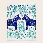 Swedish Dala Horses - Navy & Blue Palette Poster Gallery Image 4