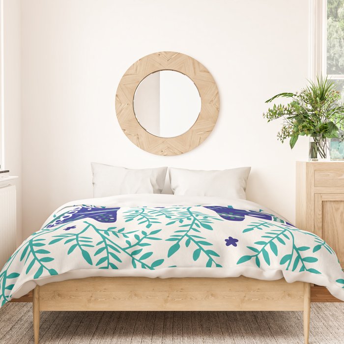 Swedish Dala Horses - Navy & Blue Palette Duvet Cover Gallery Image 3