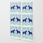 Swedish Dala Horses - Navy & Blue Palette Wallpaper Gallery Image 2