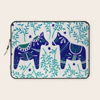 Swedish Dala Horses - Navy & Blue Palette Laptop Sleeve Gallery Image 1