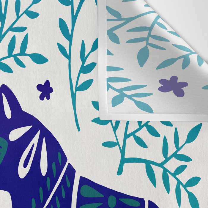 Swedish Dala Horses - Navy & Blue Palette Wall Tapestry Gallery Image 3