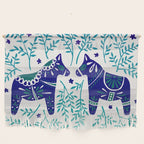 Swedish Dala Horses - Navy & Blue Palette Wall Hanging Gallery Image 1