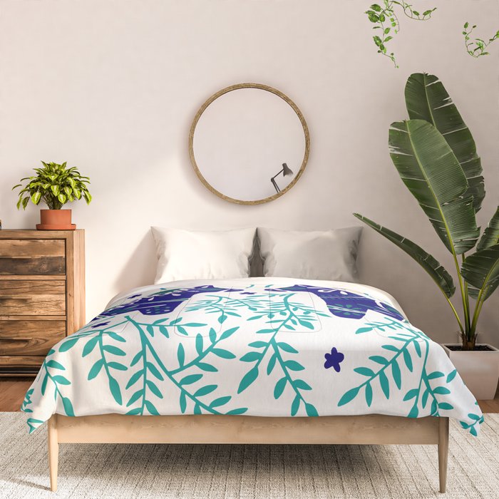 Swedish Dala Horses - Navy & Blue Palette Comforter Gallery Image 3